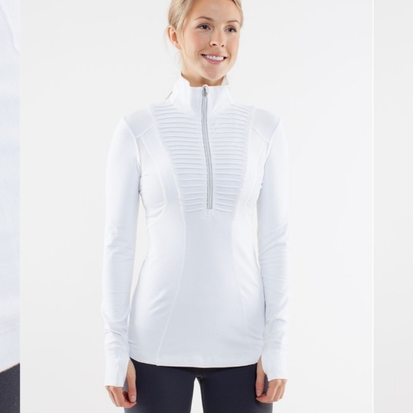 Lululemon Run: Your Heart Out Pullover. Thumbholes. White. Size 10. - Picture 1 of 13